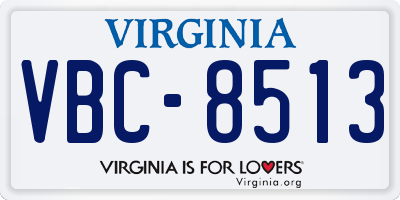 VA license plate VBC8513