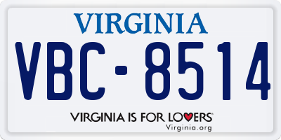 VA license plate VBC8514