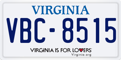 VA license plate VBC8515