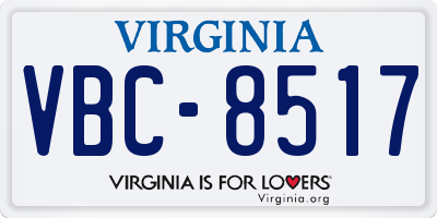 VA license plate VBC8517
