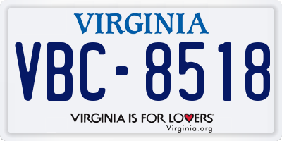 VA license plate VBC8518