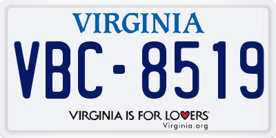 VA license plate VBC8519