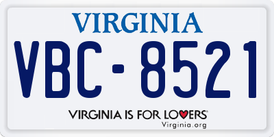 VA license plate VBC8521