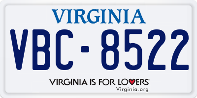VA license plate VBC8522