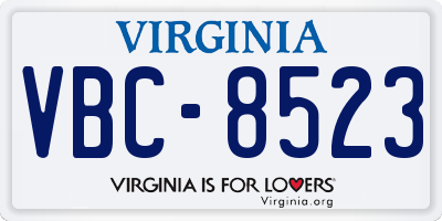 VA license plate VBC8523