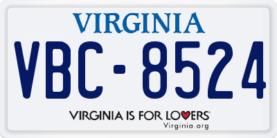 VA license plate VBC8524
