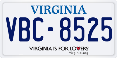 VA license plate VBC8525