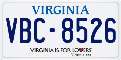VA license plate VBC8526