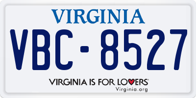 VA license plate VBC8527