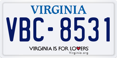 VA license plate VBC8531