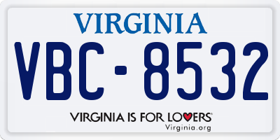 VA license plate VBC8532