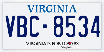 VA license plate VBC8534