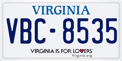 VA license plate VBC8535