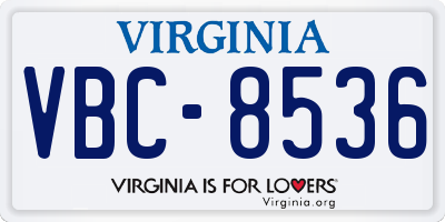 VA license plate VBC8536