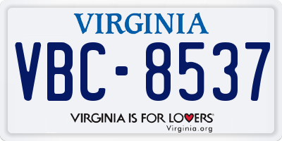 VA license plate VBC8537