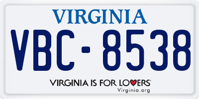 VA license plate VBC8538
