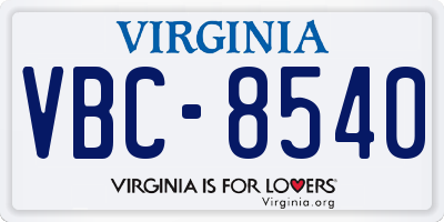 VA license plate VBC8540