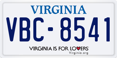 VA license plate VBC8541