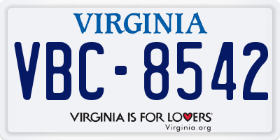 VA license plate VBC8542