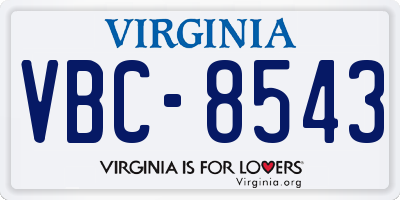 VA license plate VBC8543