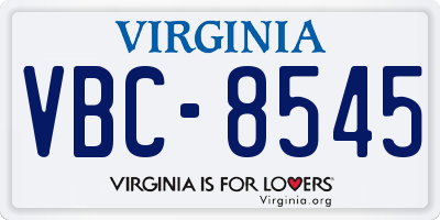 VA license plate VBC8545