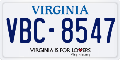 VA license plate VBC8547