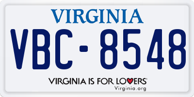 VA license plate VBC8548