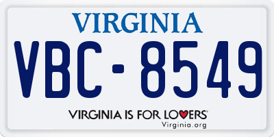 VA license plate VBC8549