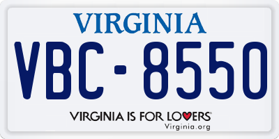 VA license plate VBC8550