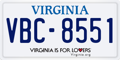VA license plate VBC8551