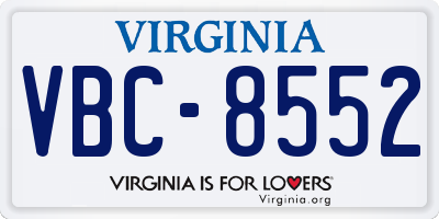 VA license plate VBC8552