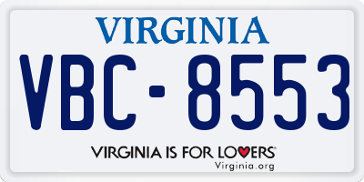 VA license plate VBC8553