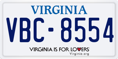 VA license plate VBC8554