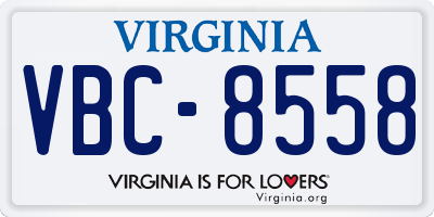 VA license plate VBC8558