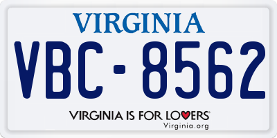 VA license plate VBC8562