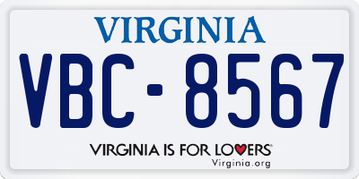 VA license plate VBC8567