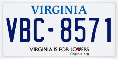 VA license plate VBC8571