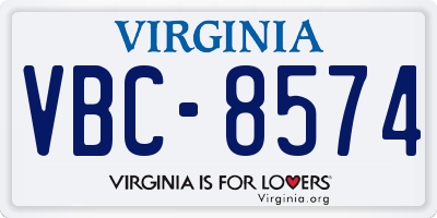 VA license plate VBC8574