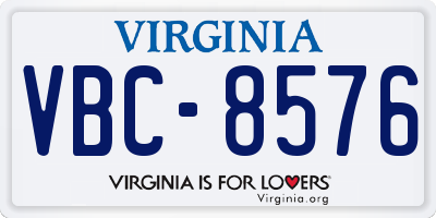 VA license plate VBC8576