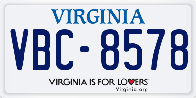 VA license plate VBC8578