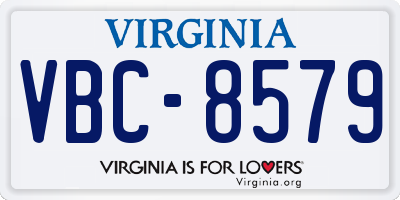 VA license plate VBC8579