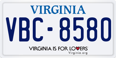 VA license plate VBC8580