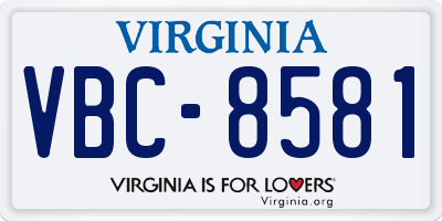 VA license plate VBC8581