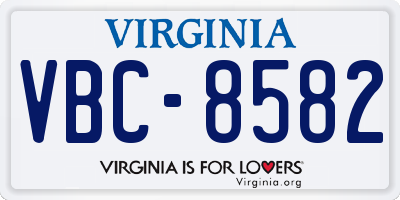 VA license plate VBC8582