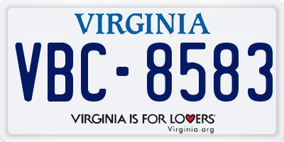 VA license plate VBC8583