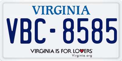 VA license plate VBC8585