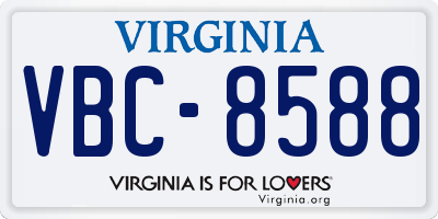 VA license plate VBC8588