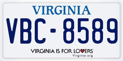 VA license plate VBC8589