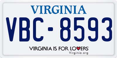 VA license plate VBC8593