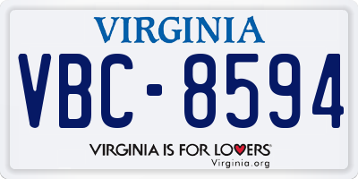 VA license plate VBC8594